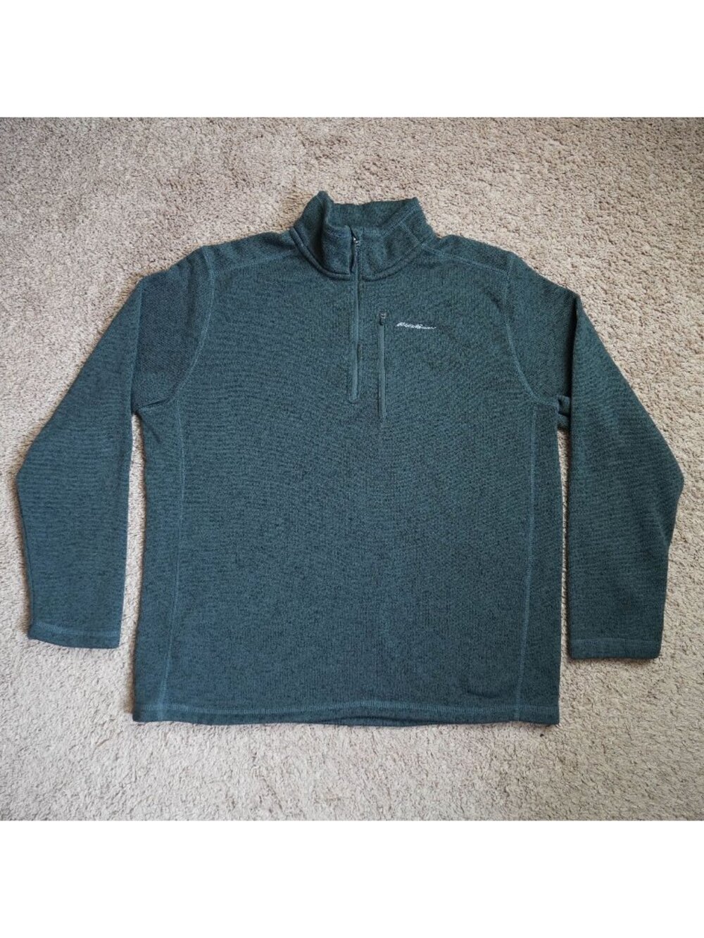 Eddie Bauer Sweatshirt Mens XL Green 1/4 Zip Long Sleeve Pullover Outdoor Hike